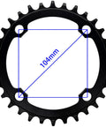 Oval Chainring 104BCD Narrow Wide 32T 34T 36T 38T For 6 7 8 9 10 11 12 Speed Chains Grippy Retention Fits Shimano Sram Cranks 7075 Aluminum Anodized Black Durable Quiet Ride 104mm