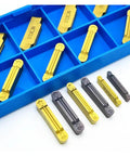 10 Piece Beefy Pro Grade Carbide Turning Inserts for CNC Lathe Tooling MRMN200 300 400 PC9030, shown in blue tray.