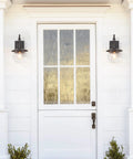 Two Pack Farmhouse Porch Lights Outdoor Wall Sconces Set With Globular Seeded Glass In Rustic Bronze Exterior Wall Mount Lanterns on white porch