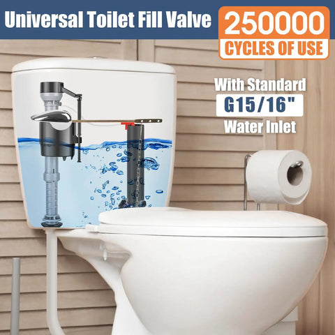 Universal Toilet Flusher Replacement Kit With Adjustable Fill Valve, Water Saving Quiet Anti Siphon Inside Tank 2 Inch Flapper No Hassle Install Red 1 Pack, toilet tank view