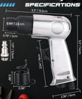 150mm Air Hammer Kit With Four Chisels Pneumatic Chisel Set 4500 BPM Power Heavy Duty Aluminum Body measurements