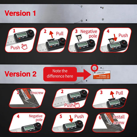 Two versions of setup for Must Have Digital Angle Finder Tool For Woodworking 7 Inch 200 Mm Stainless Steel With Case Digital Protractor.