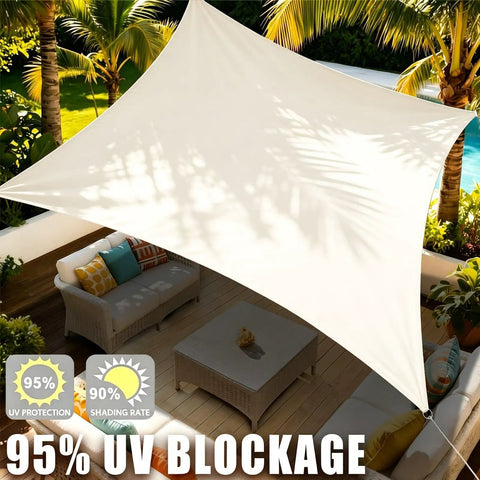 Cream 16 By 20 Rectangle Sun Shade Sail Outdoor Canopy Shelter Cover That Delivers 95 Percent UV Blockage And Water Resistance
