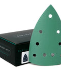 320 Grit 4x6 Delta Sanding Sheets For Festool DTS 400 And Mirka Deos Delta Sanders, green sheet with packaging