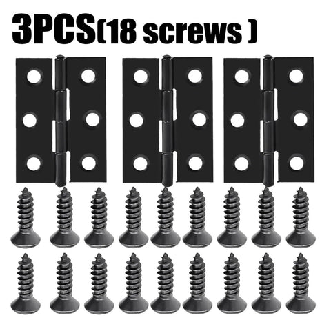 Rotating Concealed Hinges For Cabinets And Furniture, Stainless Steel Black Heavy Duty Door Connectors With 6 Mounting Holes, 3 Pack