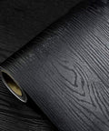 Black roll of Dark Wood Peel And Stick Wallpaper For Countertops And Furniture Waterproof Vinyl Self Adhering DIY Friendly Removable Wall Covering