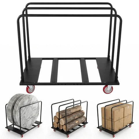 Heavy Duty Folding Table Cart And Drywall Dolly, 1800 Lb Capacity, Moves 10 Tables At Once, Beastly Mobile Utility Cart For Boxes, Wood, Stone, Plywood And More For Job Sites And Workshops, steel frame