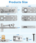 Dimensions and components of 2 Piece Stainless Steel Hidden Door Hinge Pivot 570 Lbs Heavy Duty Invisible Door Hardware set