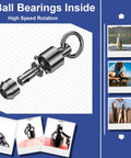 Beefy Heavy Duty Fishing Swivel Set With Steel Ball Bearing, Stainless Connector, Rolling Snap Swivels In Black Nickel Finish, 25 Pieces, 30 Lb Test, Stainless Steel Corrosion Resistant, Durable Gear For Freshwater And Saltwater, ball bearing swivel