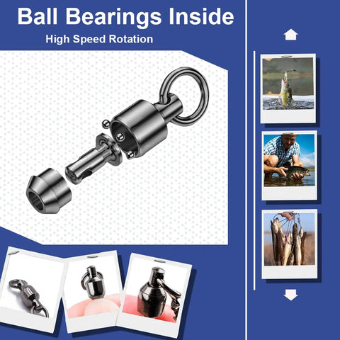 Beefy Heavy Duty Fishing Swivel Set With Steel Ball Bearing, Stainless Connector, Rolling Snap Swivels In Black Nickel Finish, 25 Pieces, 30 Lb Test, Stainless Steel Corrosion Resistant, Durable Gear For Freshwater And Saltwater, ball bearing swivel
