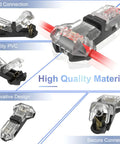 T Tap Wire Splice Connectors For 16 To 20 AWG No Stripping Quick Solderless Splitter 3 Way 1 Pin Low Voltage Connectors Insulation Diameter Up To 3.0mm 10 Pack showcasing design details and wire insertion.
