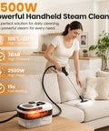 Kolerflo Handheld Steam Cleaner 2500W High Pressure Steamer using steam wand on couch for sanitizing and cleaning.
