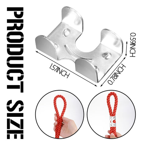 20 Pack Heavy Duty Stainless Steel Rope Clamps, double clip set dimensions for secure bindings and quick tie downs