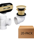 Knockout Polished Brass Tip Toe Bathtub Drain Stopper Kit Features Linear Overflow Faceplate Half Pvc Tees And Straight Fittings For No Fuss Install And Slick Glide Action Sweet Pro Grade Plumbing Setup 20 Pack with PVC fittings and overflow faceplate.
