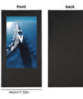 Front and back of Cooling Neck Gaiter for Men and Women with Yacht Sailboat Print, 100% polyester, 44cm x 23cm.