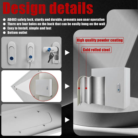Rock Solid 16X16X6 Inch Electrical Junction Box With Safety Locks Wall Mounted Indoor Outdoor Steel Enclosure design details.