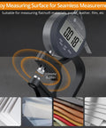 Digital Thickness Gauge For Leather Paper Fabric And Film With 0.0005 Inch Resolution And 0 To 0.5 Inch Range One Hand Operation With Inch Millimeter Conversion And Large LCD Display Built For Pro Grade DIY Crafting Projects showing 10mm measurement on LCD.