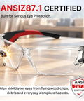 Real Deal Clear Safety Glasses For Men Bulk Pack Featuring Ansi Z87.1 Compliance Wrapping Design And Shatter Resistant Polycarbonate Lenses Delivering Heavy Duty Dust And Swarf Protection For Tradesmen And Diy Guys Out On A Job.