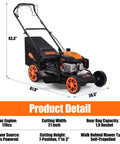 21 Inch Self Propelled Gas Lawn Mower With 170cc 4 Stroke Engine A Real Workhorse For Medium Lawns 7 Position Cutting Height 3 In 1 Mulching Bagging Discharging 1.9 Bushel Grass Collector