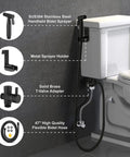Handheld Toilet Bidet Sprayer Kit With 57 Inch Hose, Adjustable Water Pressure, Gold Finish, Jet Spray Attachment Display