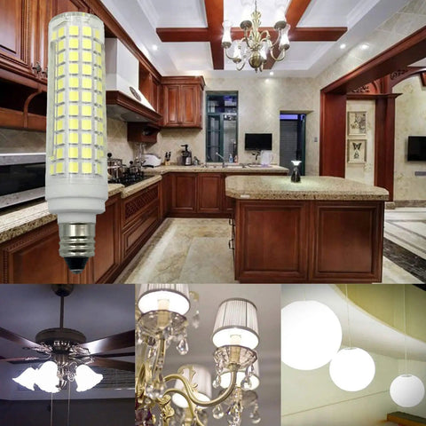 15W E11 LED Corn Bulb Dimmable Ceramic Light Bulbs 120W Equivalent 136 LEDs 2835 SMD 1500 Lumens installed in home settings