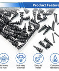 Built Tough Self Drilling Drywall Anchors With Screws Kit includes 75 black wall plugs and screws in durable container.