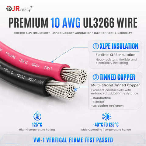 Heavy Duty Premium 10AWG 4 Pin DTP Wire Connector Kit Drop In Ready Harness featuring flexible XLPE insulated wires.