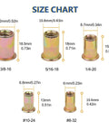 Rivet nuts assortment kit, 100 pieces, 3/8-16 UNC, flat head, carbon steel, Amazon
