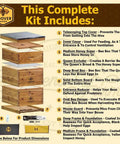 Exploded view of Wax Coated Beehive Kit with 2 Deep Brood Boxes, Medium Super, Langstroth Frames and CellTech Foundations components.