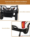 Sweet Ride Heavy Duty Electric Golf Cart For Adults With Beastly 800 Watt Motor showing front and rear collision avoidance features.