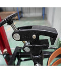 Close-up of the adjustable clamp on the Heavy Duty Drum Lifter And Rotator Tool for 55 Gallon Steel Or Plastic Barrels.
