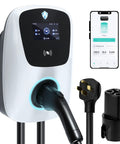 Level 2 EV Charger 240V 48A J1772 Electric Vehicle Charger With NEMA 14-50 Plug And Tesla Adapter on white background