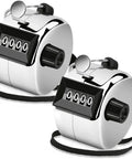 Real Deal Heavy Duty Two Pack Metal Tally Clickers In Bright Silver With Smooth Mechanical Action And Snappy Reset Lever For Super Accurate Zero To Nine Thousand Tracking On The Go.