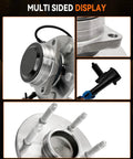 Multi-sided view of 2Pcs 515054 Front Wheel Bearing Hub Assembly 2WD Only 6 Lug With ABS For Chevy Silverado 1500.