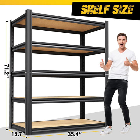 Beefy Heavy Duty Five Tier Garage Shelving Unit With Adjustable Metal Shelves 2050 Lbs Total Capacity Sturdy Steel Frame