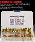 50 Pieces Self Tapping Thread Inserts Kit For Metal And Plastic Repair No Tap Needed M3 To M12 Includes Install Tool Screw Bushing Set Easy Quick Install Durable Thread Repair, open case with brass inserts