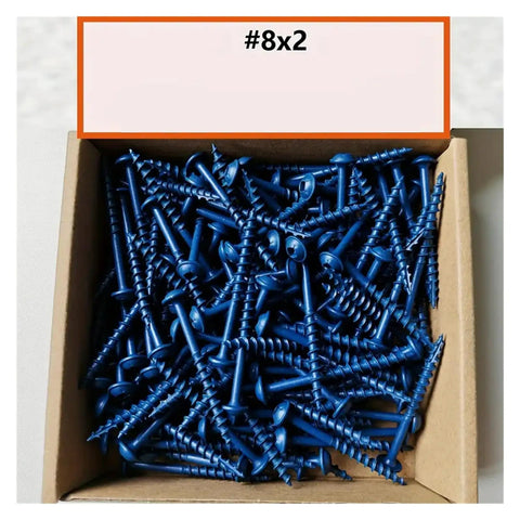 Box of Blue Pocket Hole Screws Set 150 Pieces for Woodworking Carbon Steel Square Head Self-Tapping 8x2 Wood Screws