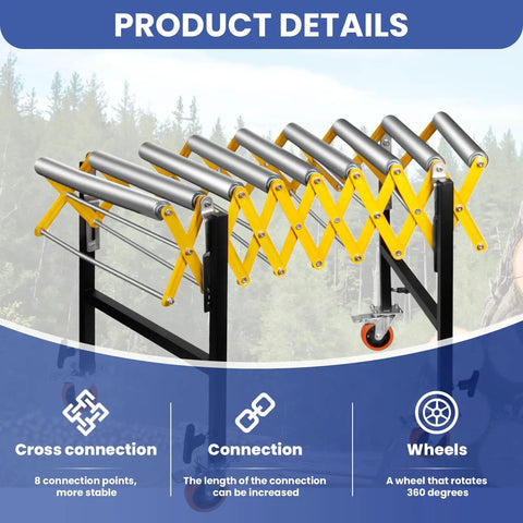 Heavy Duty 25 Inch Wide Adjustable Roller Conveyor With Skate Wheels Handles 1250 Lbs Load Easily showing adjustable rollers and connection points.
