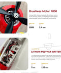 Close-up of brushless motor 1806 and lithium polymer battery in Monster 560mm Wingspan P-51D Mustang RC Plane With 4CH Control.