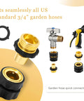 Aluminum Garden Hose Quick Connect Fittings 4 Piece Set Three Quarter Inch No Leak Quick Connectors with garden hose attachments