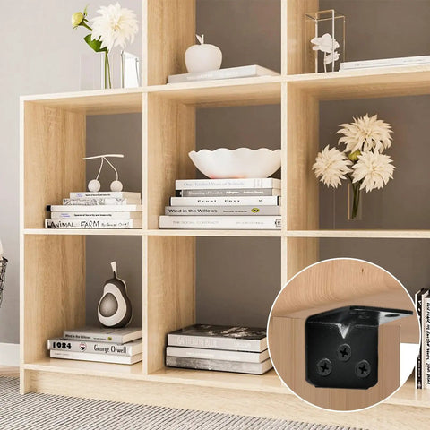 Heavy Duty L Brackets And Corner Connectors For Woodwork, Includes Three Hundred Assorted Screws, Rust Resistant Black Steel support on furniture.