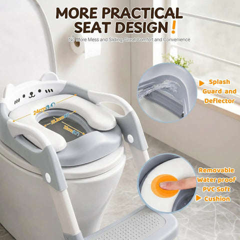 Toddler Potty Training Seat With Step Stool And Adjustable Height Toilet Trainer For Kids Features Slip Resistant Footrest That Grows With Your Kiddo And Turns Daily Bathroom Routine Into Smooth Sailing With Zero Sweat