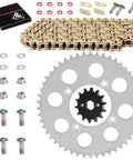 Drive Sprocket And Chain Kit With Bolts 428VM X Ring 118 Links For XR100R 1985 2003 And CRF100F 2004 2013 laid out