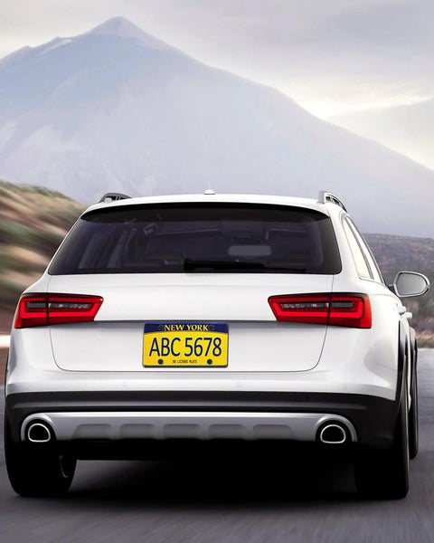 Audi Rear License Plate Bracket Holder For 2014 To 2024 A3 A4 A5 A6 A7 Q5 TT No Drill Easy Install Black ABS Plastic Frame on white car
