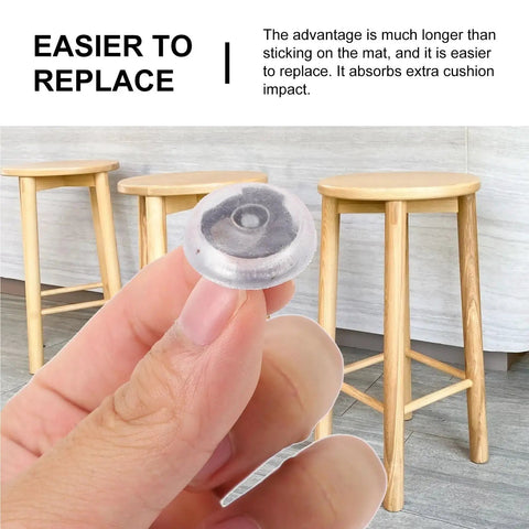 Hand holding silicone pad from Leveling Feet Furniture Sliders 100 Pack Silicone Nail On Round Table Chair Leg Pads Floor Protectors