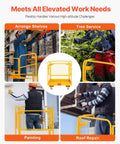 VEVOR forklift man basket safety cage, yellow 36 x 36 in steel platform with wheels for aerial work