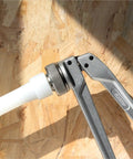 PEX Expander Tool Kit With 1/2 Inch, 3/4 Inch And 1 Inch Expansion Heads For Uponor ProPex Expansion Sleeves in use on wood surface