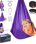 Kids Sensory Swing For Indoor And Outdoor Use Elastic Soft Fabric Therapy Swing For Autism ADHD And Asperger setup kit