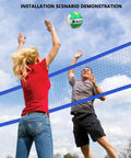 People playing with Heavy Duty Volleyball Net Set With Anti Sag System And Aluminum Poles Adjustable Height From Eight Feet