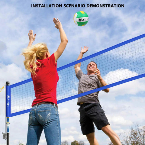 People playing with Heavy Duty Volleyball Net Set With Anti Sag System And Aluminum Poles Adjustable Height From Eight Feet